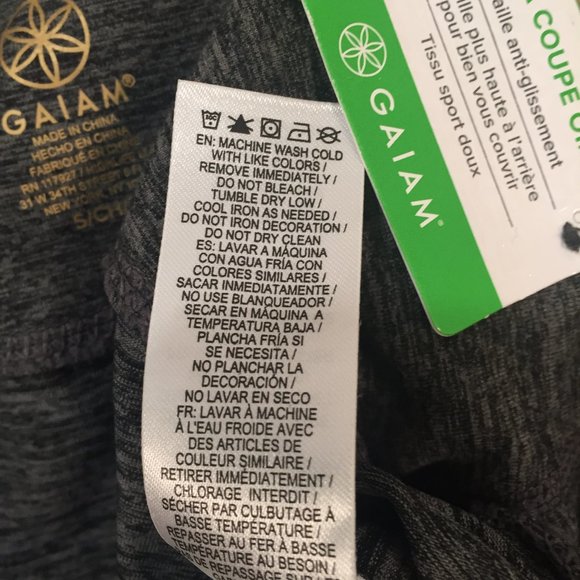 Gaiam Yoga Leggings Sz S Gray Heather Black Mesh - Picture 7 of 7